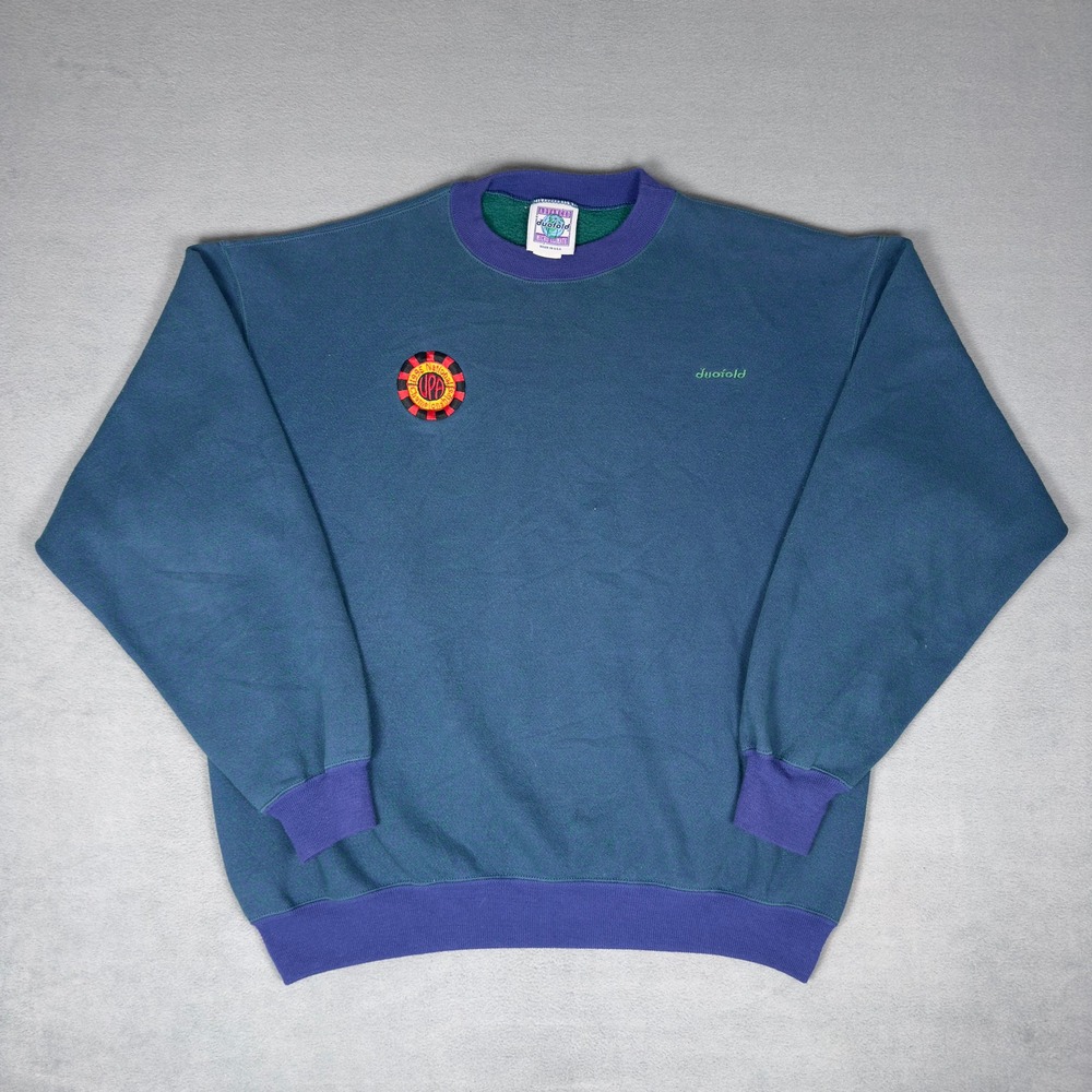 Vintage 1995 Duofold Sweatshirt Teal Purple Crewneck Made in USA Mens XL‎ 90s